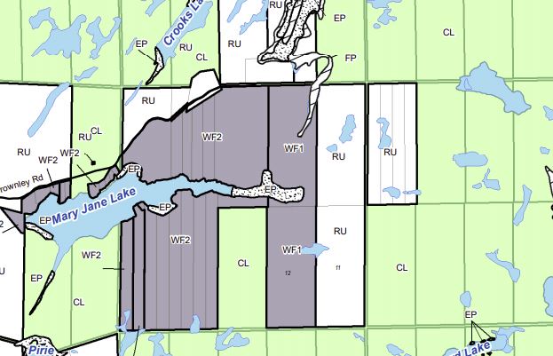 Zoning Map of Mary Jane Lake in Municipality of McKellar and the District of Parry Sound